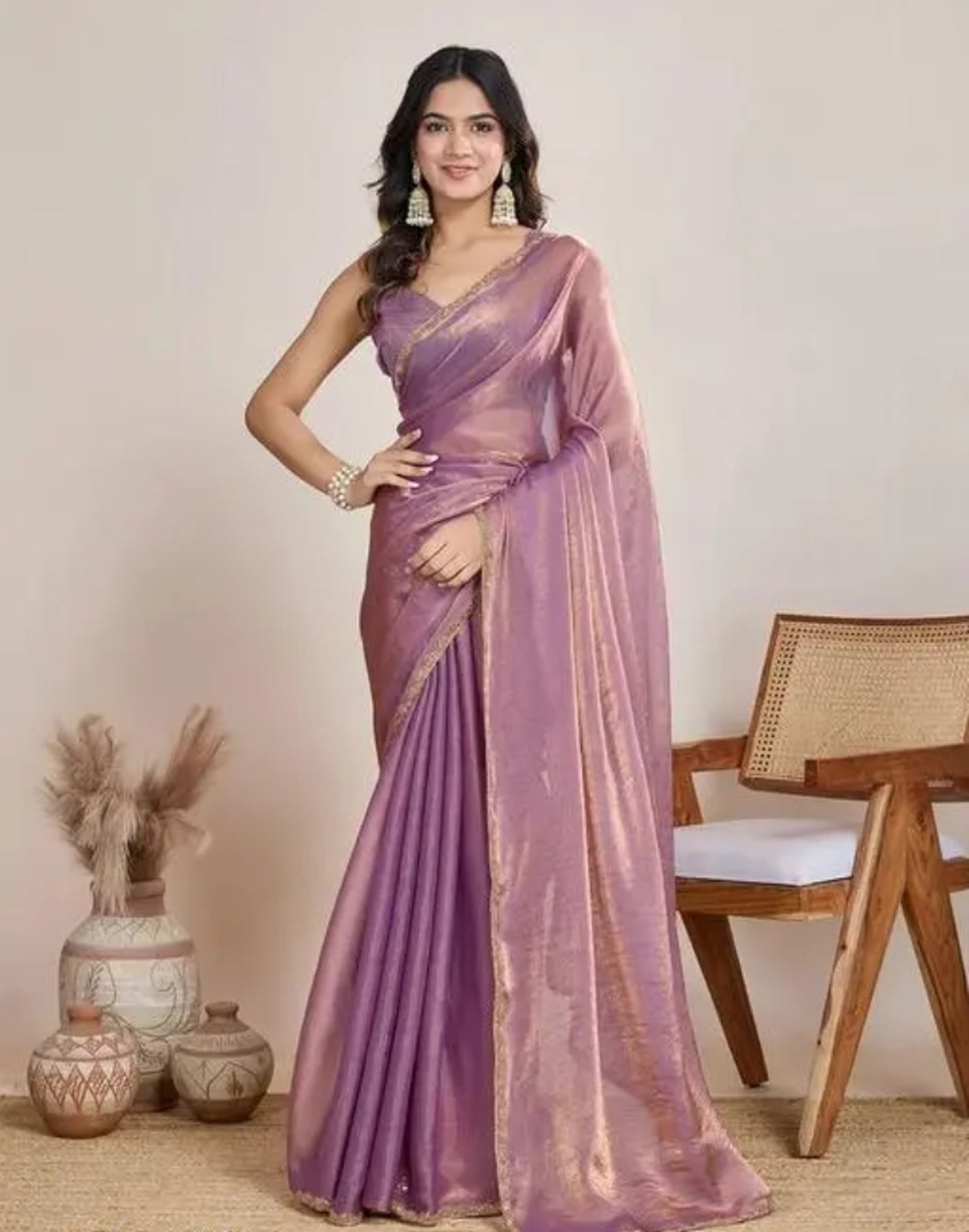 Fandy Crush Saree Rich Border Look Saree With Blouse
